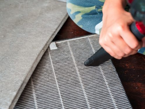 Vacuuming Air Conditioner Filter